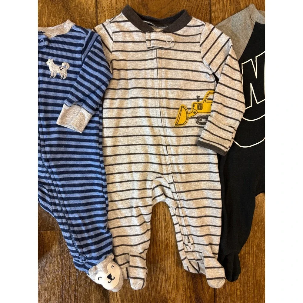 Carters‎ Nike Baby Boy 3 Months Footed Sleepers Pajamas Outfits Clothes Lot Logo